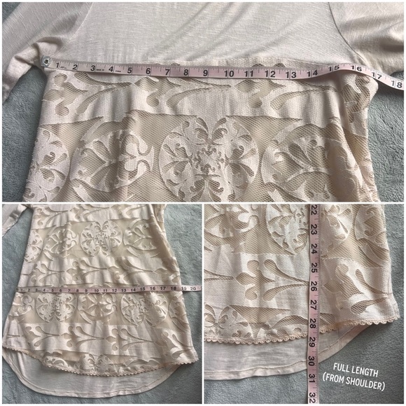Anthropologie Meadow Rue Capriccio Lace Slub Jersey Tunic Top Ivory Cream Sz M - Picture 16 of 16